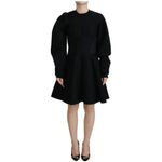 Dolce & Gabbana Cotton Black Long Sleeves A-line Mini Dress