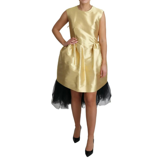 Dolce & Gabbana Polyester Gold Sleeveless A-line Tulle Dress DR2781-40