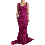 Dolce & Gabbana Sheath Mermaid Fuchsia Silk Stretch Gown Dress DR28670
