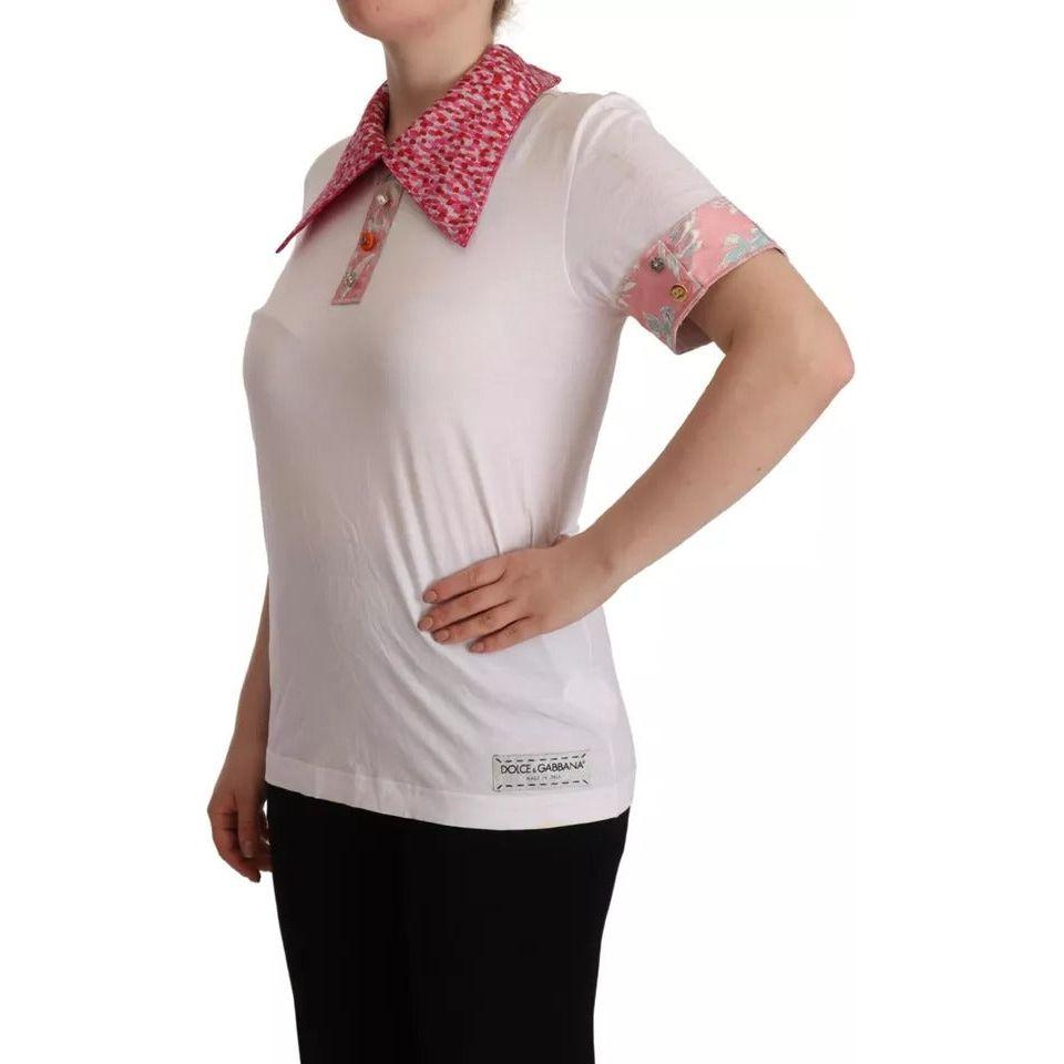 Dolce & Gabbana White Sartoria T-shirt Button Wide Collar Top MAN T-SHIRTS