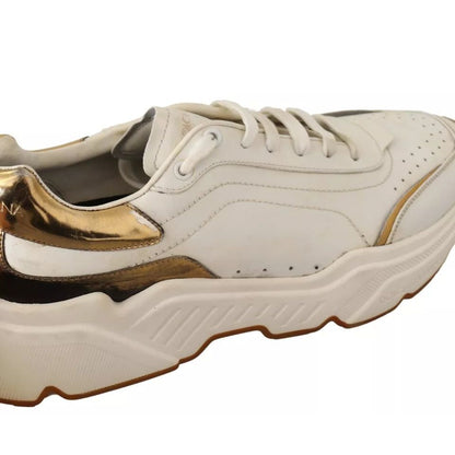 Dolce & Gabbana White Gold Leather Sport DAYMASTER Sneakers Shoes