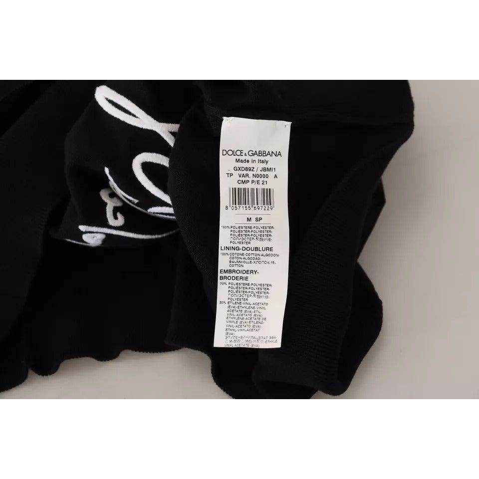 سترة رجالية من البوليستر باللون الأسود من دولتشي آند غابانا بياقة دائرية