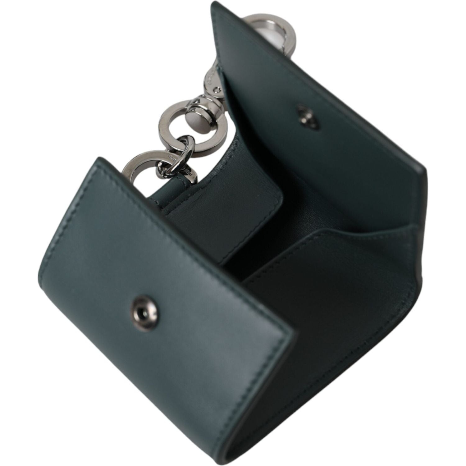 سلسلة مفاتيح من الجلد الأخضر من دولتشي آند غابانا بشعار DG ومحفظة عملات معدنية وسلسلة مفاتيح