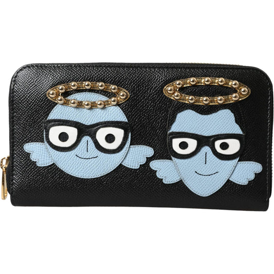 Dolce & Gabbana Black Blue Leather #DGFAMILY Zipper Continental Men Wallet Dolce & Gabbana Light Steel Blue