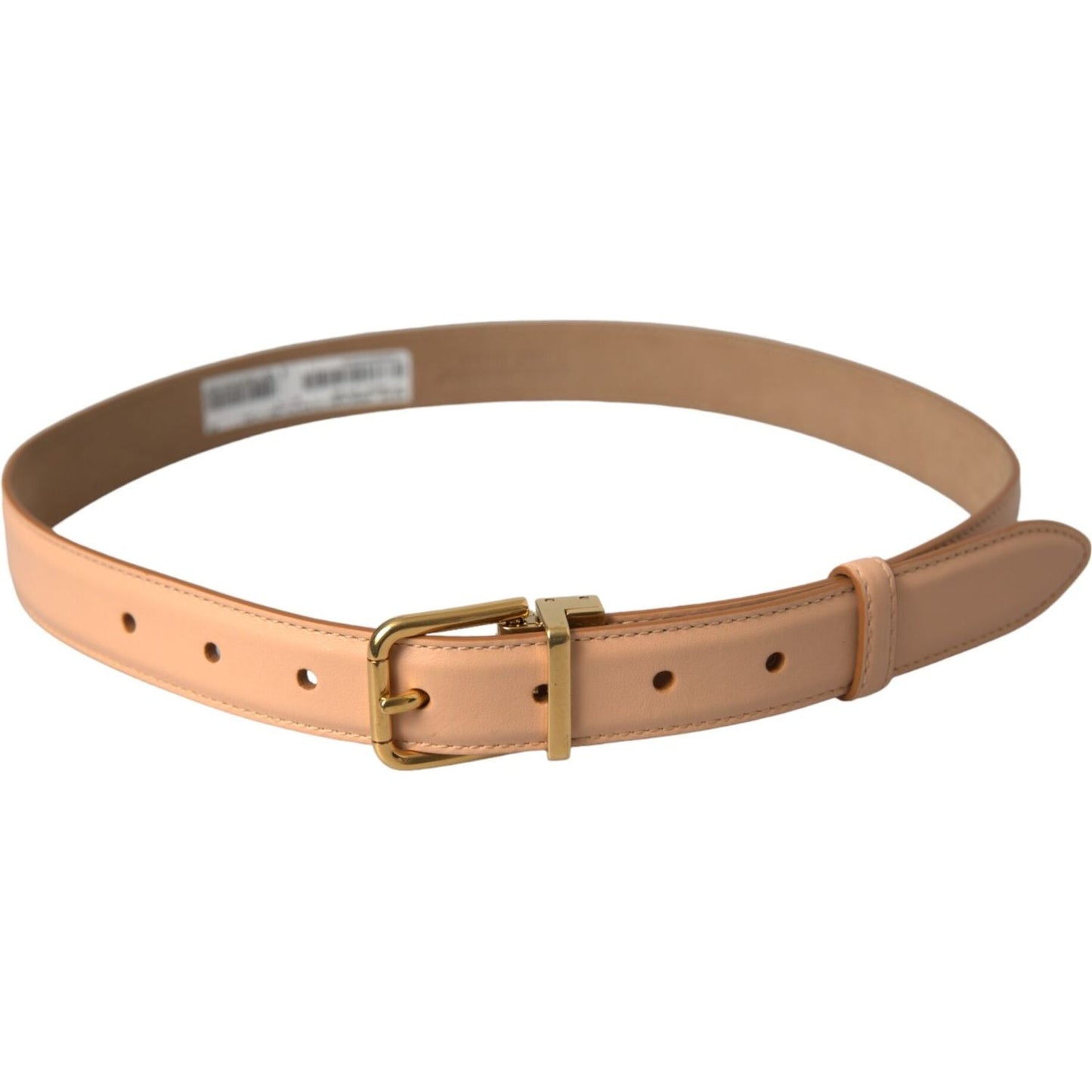 Dolce & Gabbana Beige Calfskin Leather Gold Metal Buckle Belt