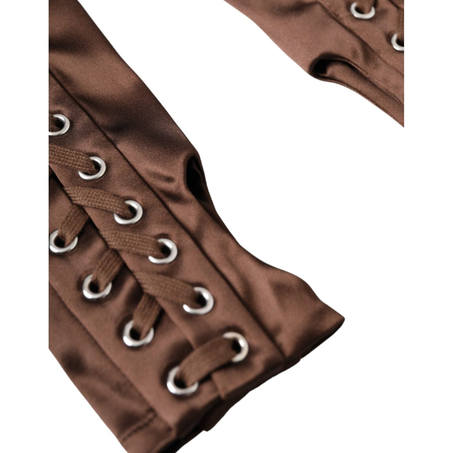 قفازات دولتشي آند غابانا باللون البني من الأسيتات بدون أصابع