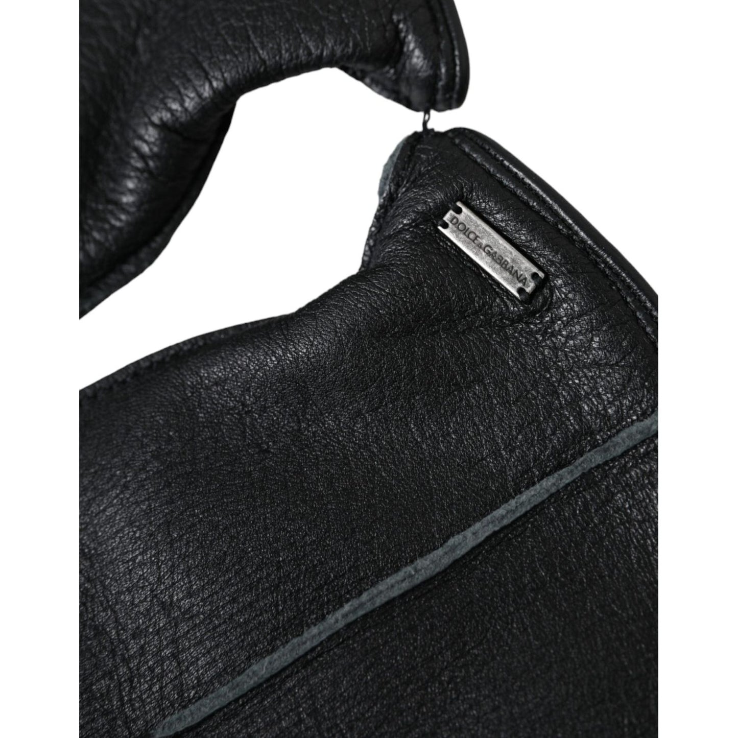 Dolce & Gabbana Black Deer Leather Wrist Length Gloves LB30148-9