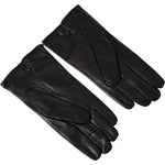 Dolce & Gabbana Black Leather Embossed Logo Short Hands Gloves LB30150-10.5