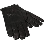 Dolce & Gabbana Black Leather Embossed Logo Short Hands Gloves LB30150-10.5