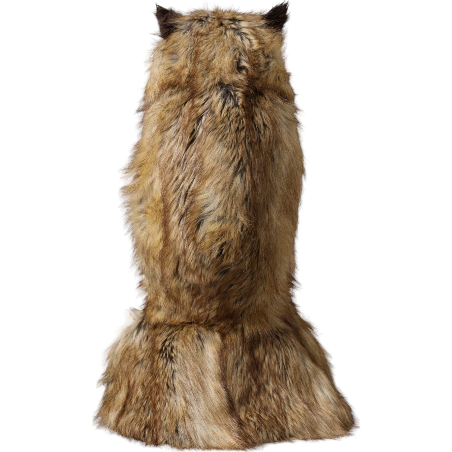 قبعة دولتشي آند غابانا ذات الرأس الكامل من الفرو الصناعي على شكل بومة بنية اللون