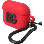 Dolce & Gabbana Red Silicone Rubber Logo Embossed Airpods Case SMY10260
