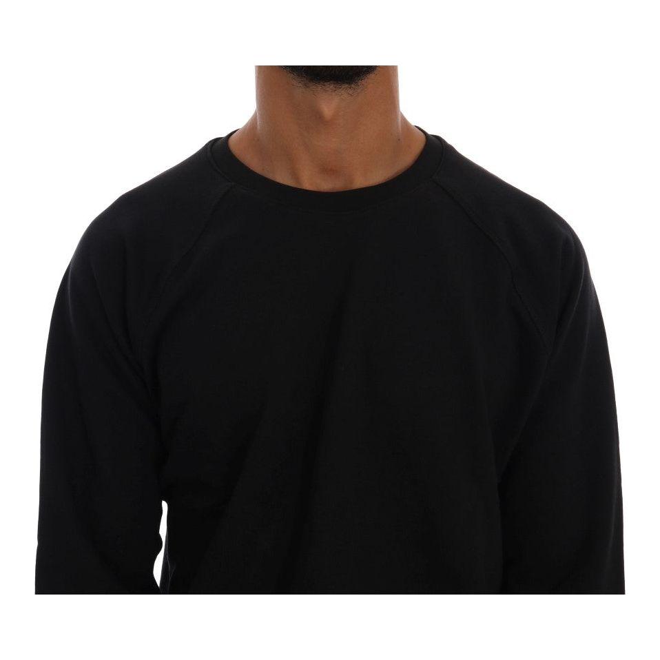 Daniele Alessandrini Black Crewneck Cotton Pullover Sweater