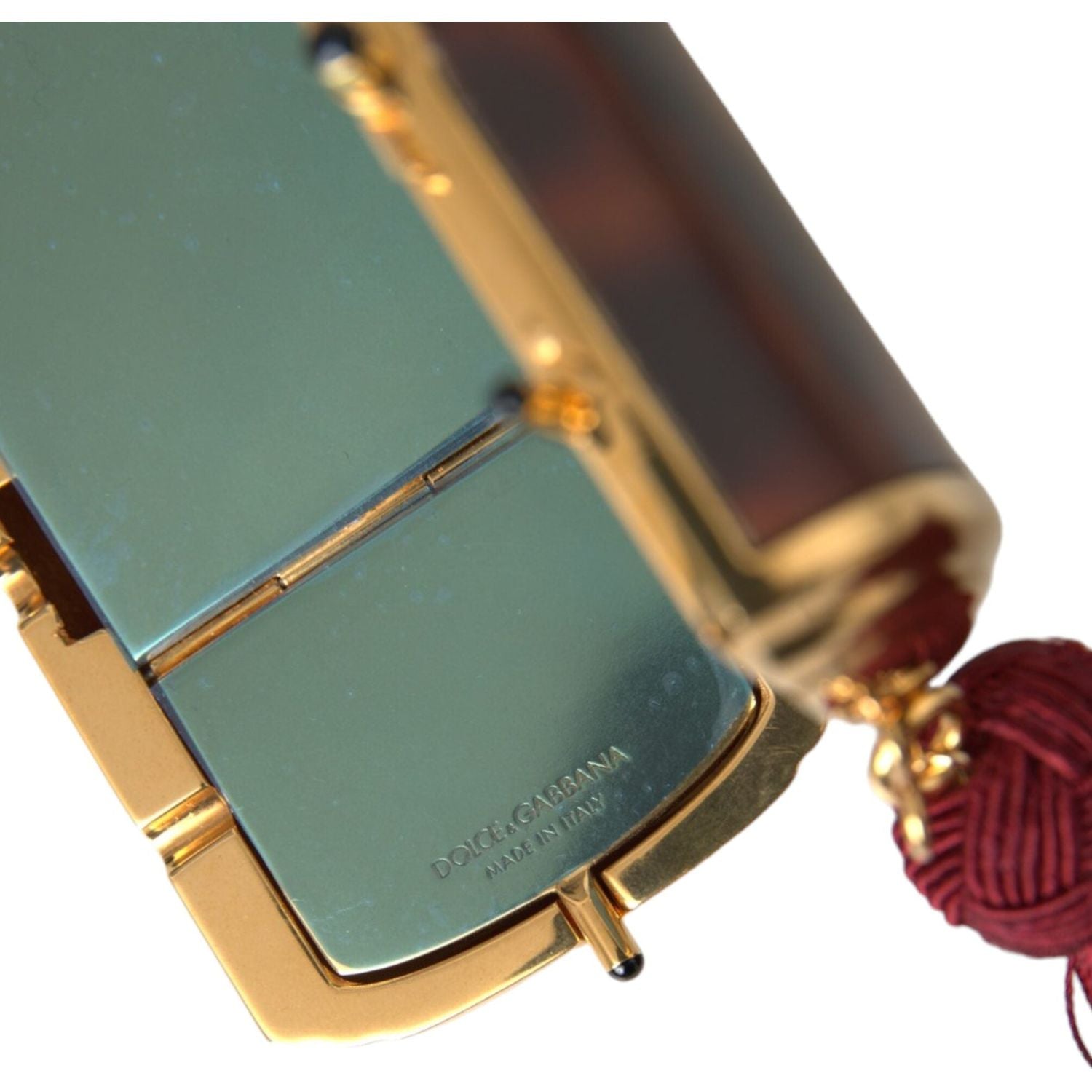 حقيبة دولتشي آند غابانا الصغيرة ذات المرآة ذات شكل جلد النمر باللون البني