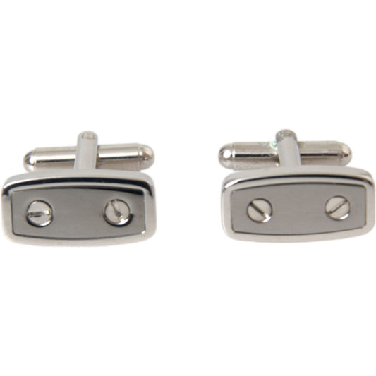 Dolce & Gabbana Silver Plated Metal Brass Pin Men Cufflinks Cufflinks
