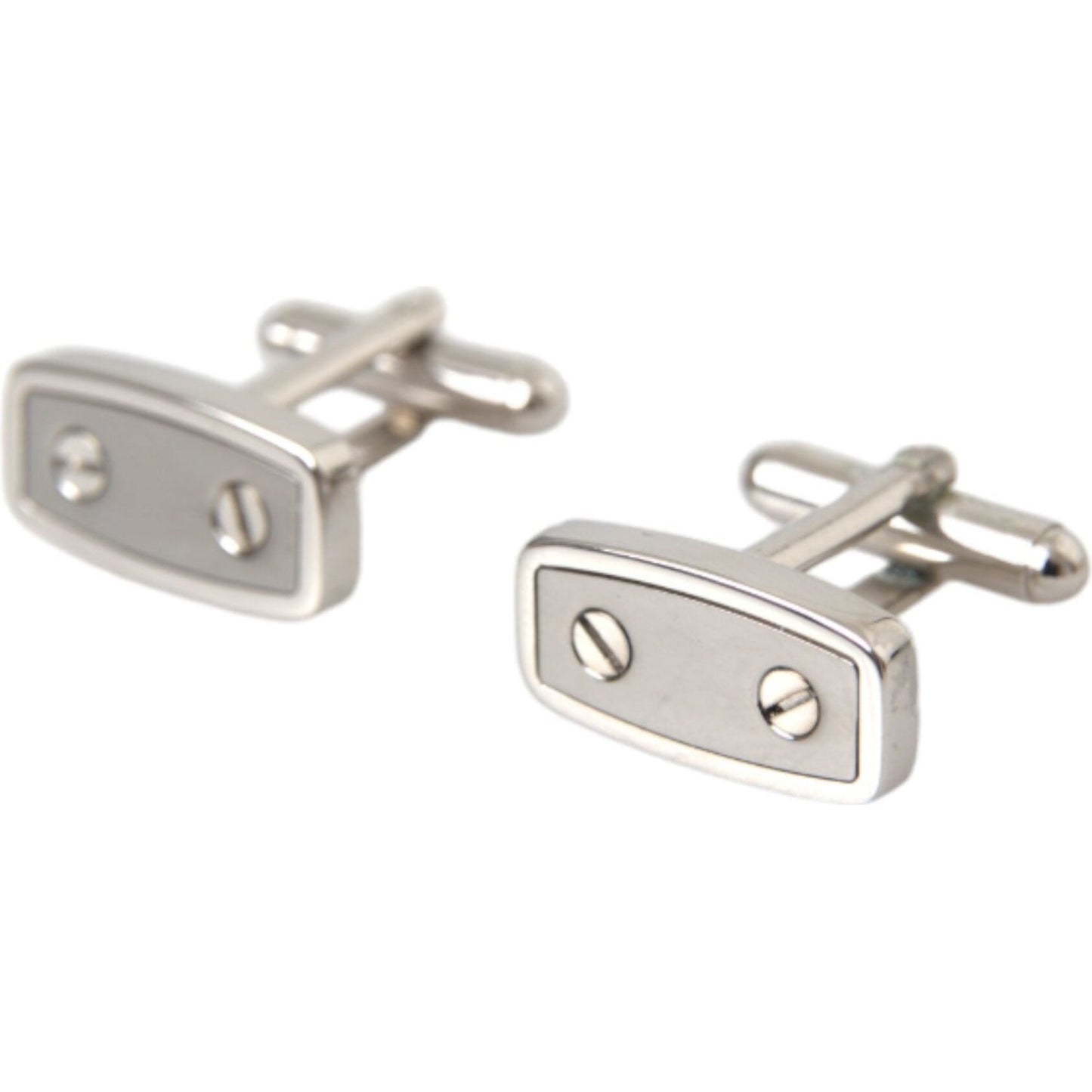 Dolce & Gabbana Silver Plated Metal Brass Pin Men Cufflinks Cufflinks
