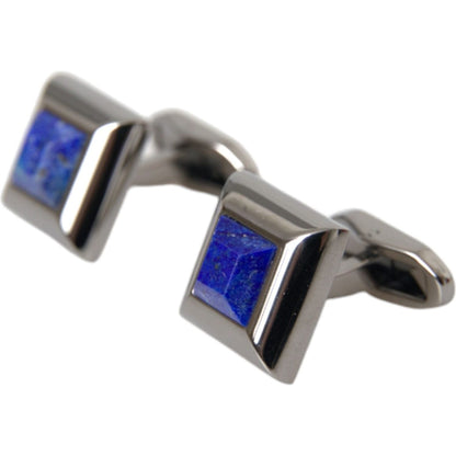 Dolce & Gabbana Silver Plated Brass Pin Crystal Cufflinks Cufflinks