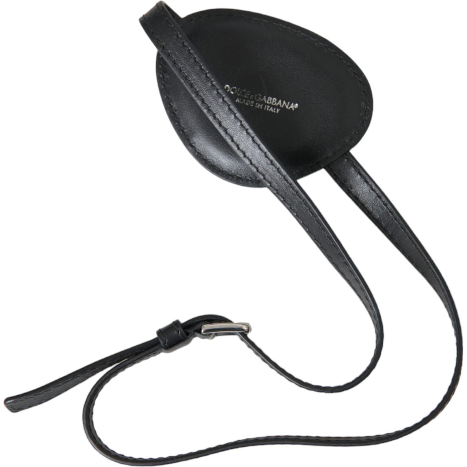 Dolce & Gabbana Black Calfskin Leather Metal DG Logo Eye Patch