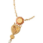 Dolce & Gabbana Gold BrassChain Sacred Heart Rose Crystal Charm Necklace SMY10298