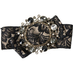 Dolce & Gabbana Black Lace Crystal Handmade Brooch Hair Pin SMY10198
