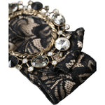 Dolce & Gabbana Black Lace Crystal Handmade Brooch Hair Pin SMY10198