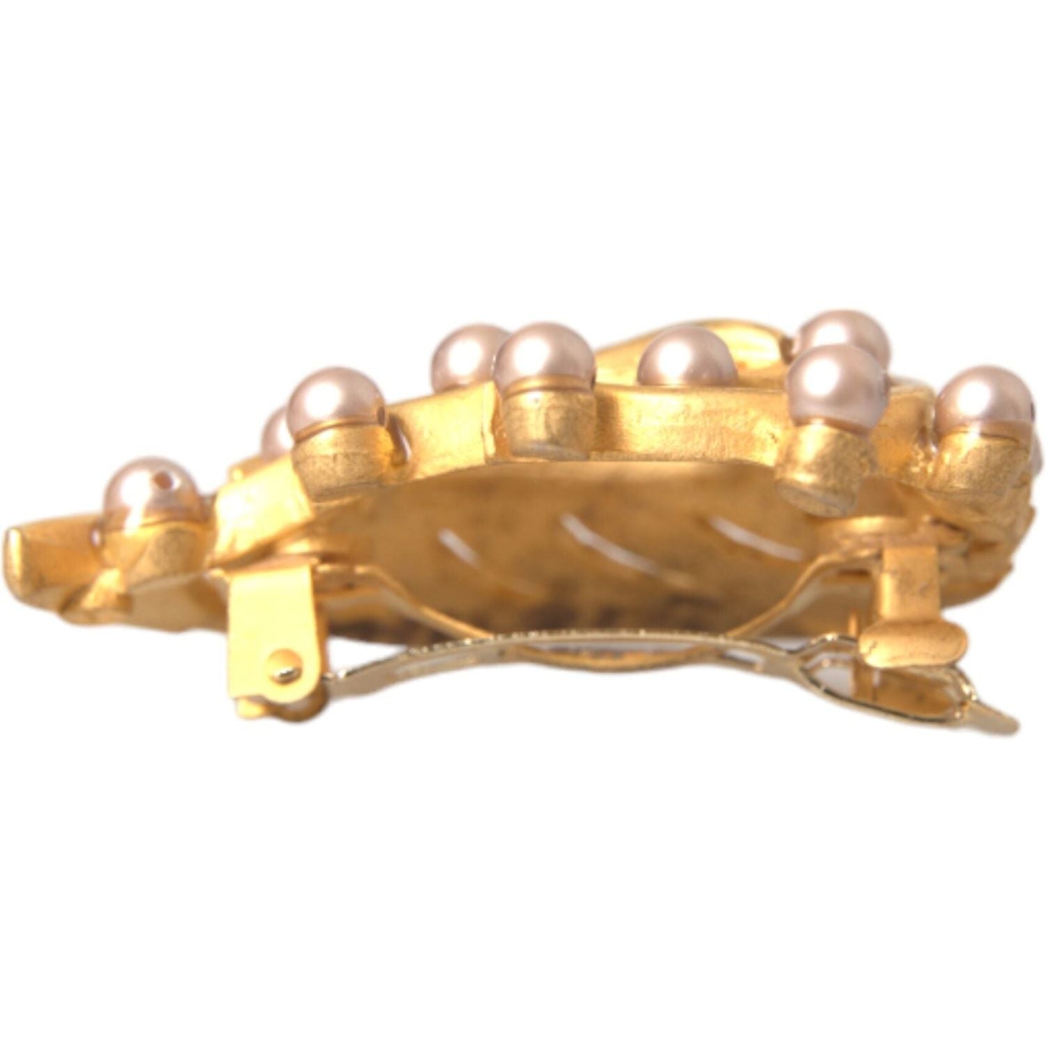 Dolce & Gabbana Gold Brass Leaf Embellished Jewelry Brooch Hair Pin