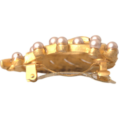 Dolce & Gabbana Gold Brass Leaf Embellished Jewelry Brooch Hair Pin FASHION ACCESSORIES