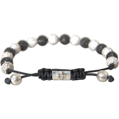 Nialaya CZ Crystal Ball Black White Beaded Bracelet Bracelet