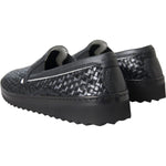 Dolce & Gabbana Black Woven Buffalo Leather Men Loafers Shoes MV5679-40