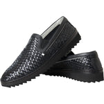 Dolce & Gabbana Black Woven Buffalo Leather Men Loafers Shoes MV5679-40