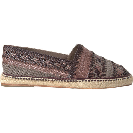 Dolce & Gabbana Brown Buffalo Leather Espadrille Flats Shoes Dolce & Gabbana Dim Gray