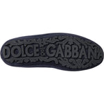 Dolce & Gabbana Blue Leather Suede Crystal Crown Loafers Shoes MV5713-40