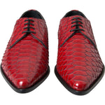 Dolce & Gabbana Red Textured Varnished Derby Men Formal Shoes MV5741-39