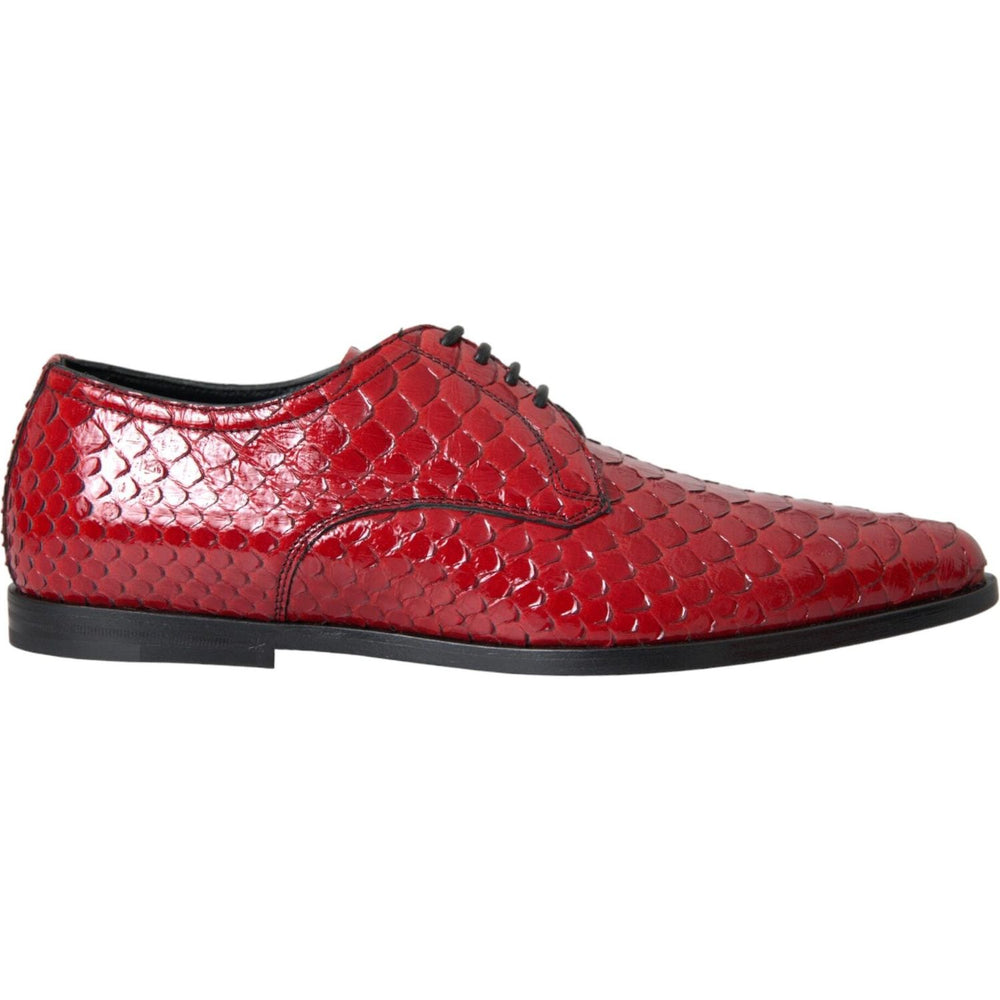 Dolce & Gabbana Red Textured Varnished Derby Men Formal Shoes MV5741-39