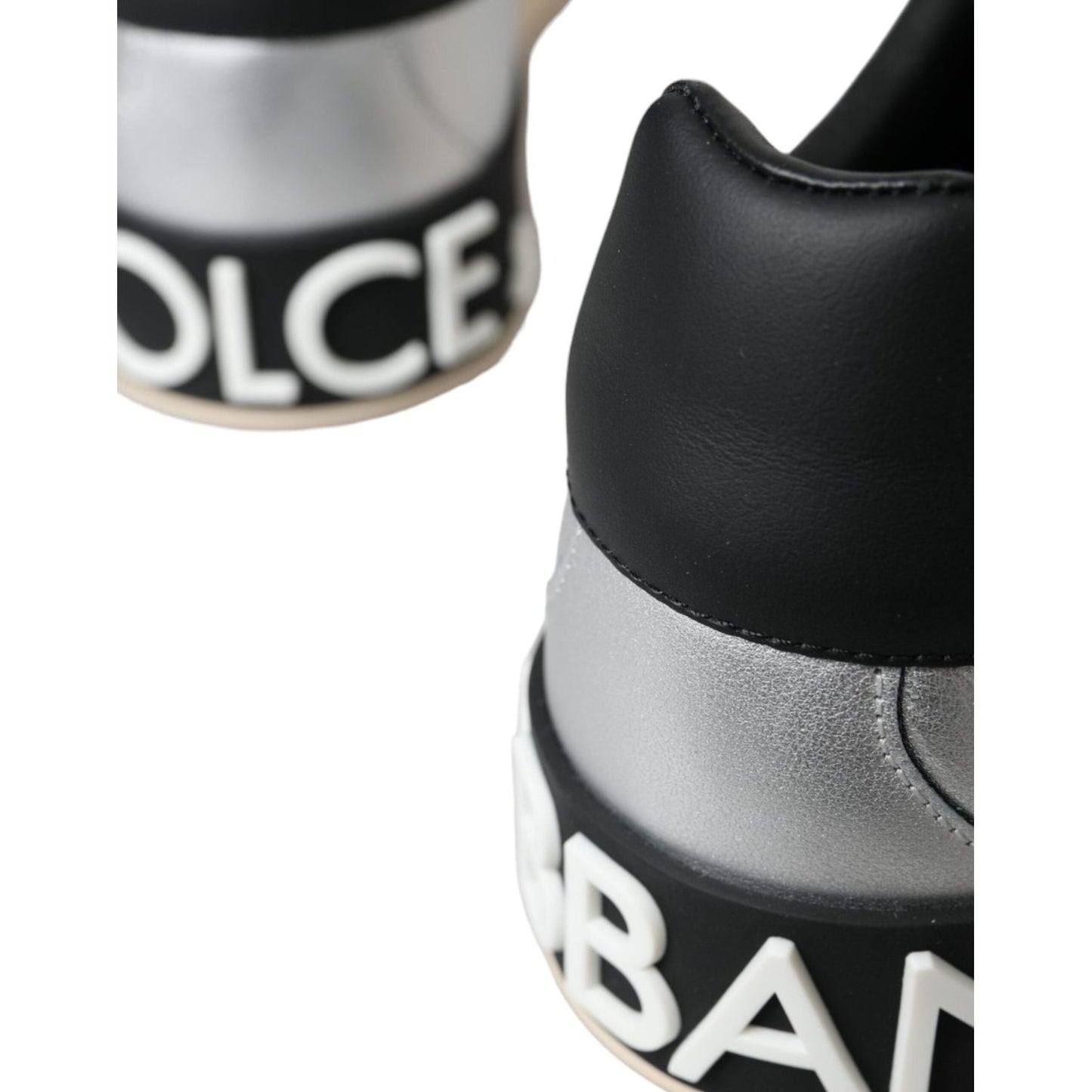 Dolce & Gabbana Silver Portofino Calf Leather Sneakers Men Shoes MV5697-40