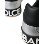 Dolce & Gabbana Silver Portofino Calf Leather Sneakers Men Shoes MV5697-40