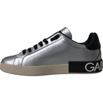 Dolce & Gabbana Silver Portofino Calf Leather Sneakers Men Shoes MV5697-40