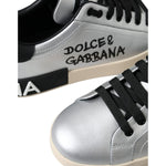 Dolce & Gabbana Silver Portofino Calf Leather Sneakers Men Shoes MV5697-40