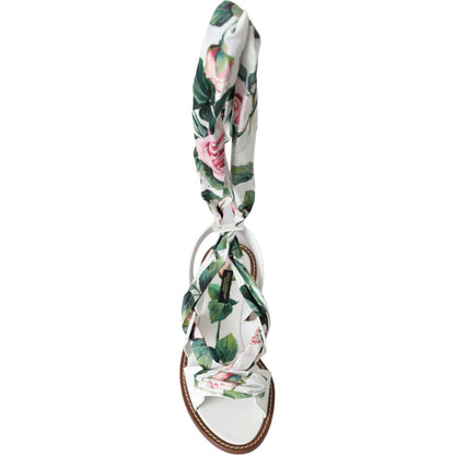 Dolce & Gabbana Multicolor Floral Print Ankle Wrap Sandals Shoes