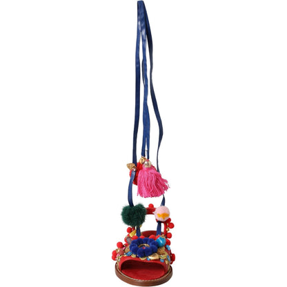 Dolce & Gabbana Multicolor Pom Pom Fur Wrap Sandals Shoes