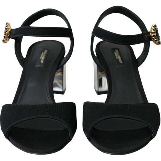 Dolce & Gabbana Black Crystal Ankle Strap Keira Sandal Shoes Dolce & Gabbana Black