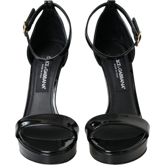 Dolce & Gabbana Black KEIRA Leather Heels Sandals Shoes Dolce & Gabbana Black