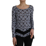 Just Cavalli Blue Floral Lace Long Sleeves Top Underwear Blouse TSH83365-42