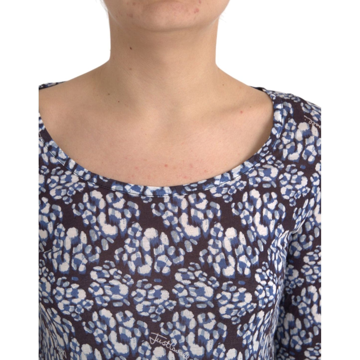 Just Cavalli Blue Floral Lace Long Sleeves Top Underwear Blouse TSH83365-42