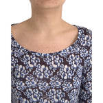 Just Cavalli Blue Floral Lace Long Sleeves Top Underwear Blouse TSH83365-42