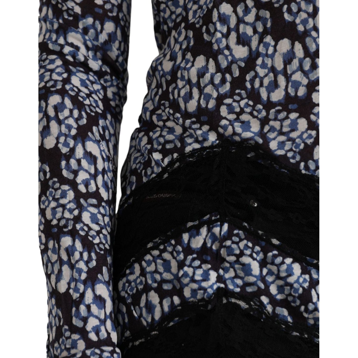 Just Cavalli Blue Floral Lace Long Sleeves Top Underwear Blouse TSH83365-42