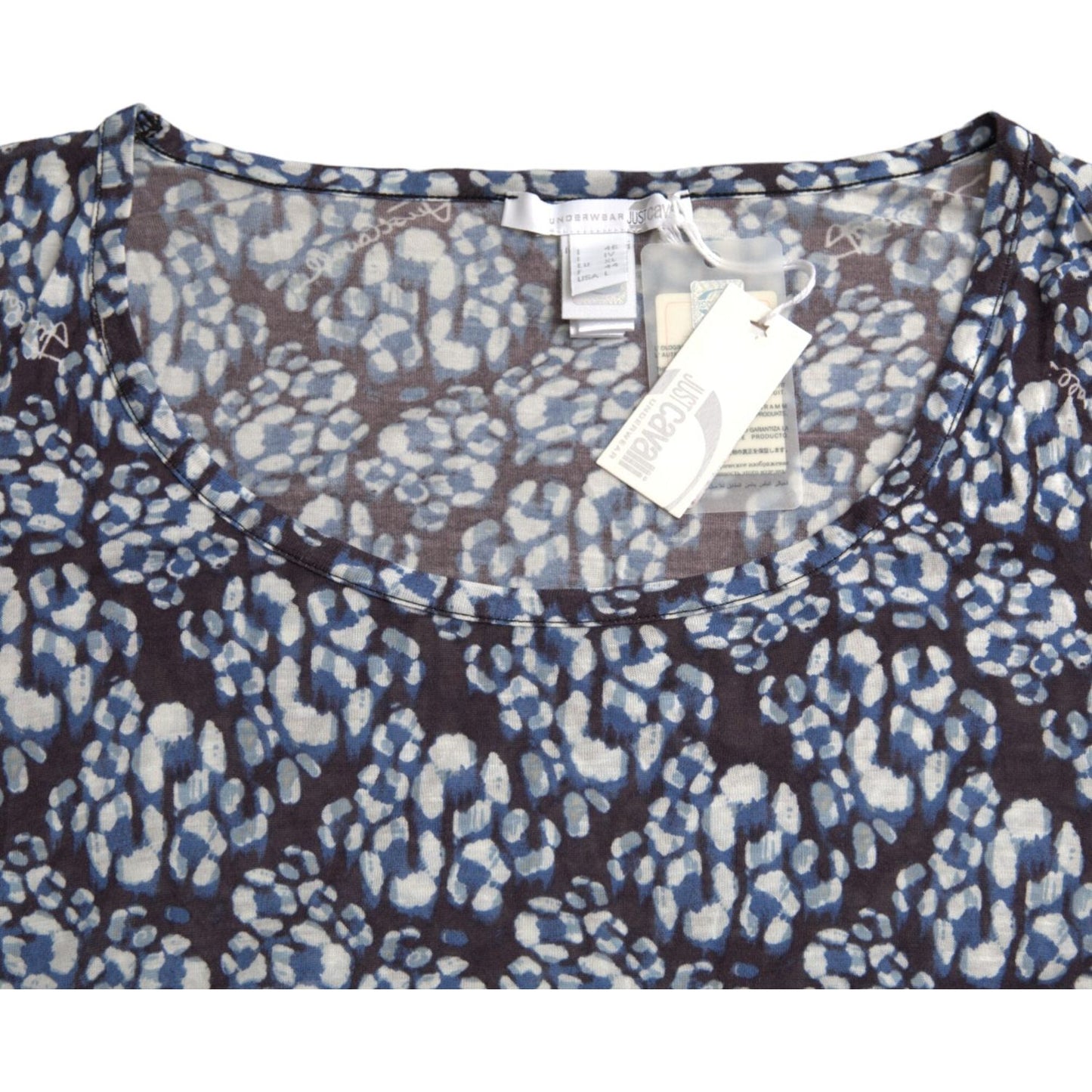 Just Cavalli Blue Floral Lace Long Sleeves Top Underwear Blouse TSH83365-42