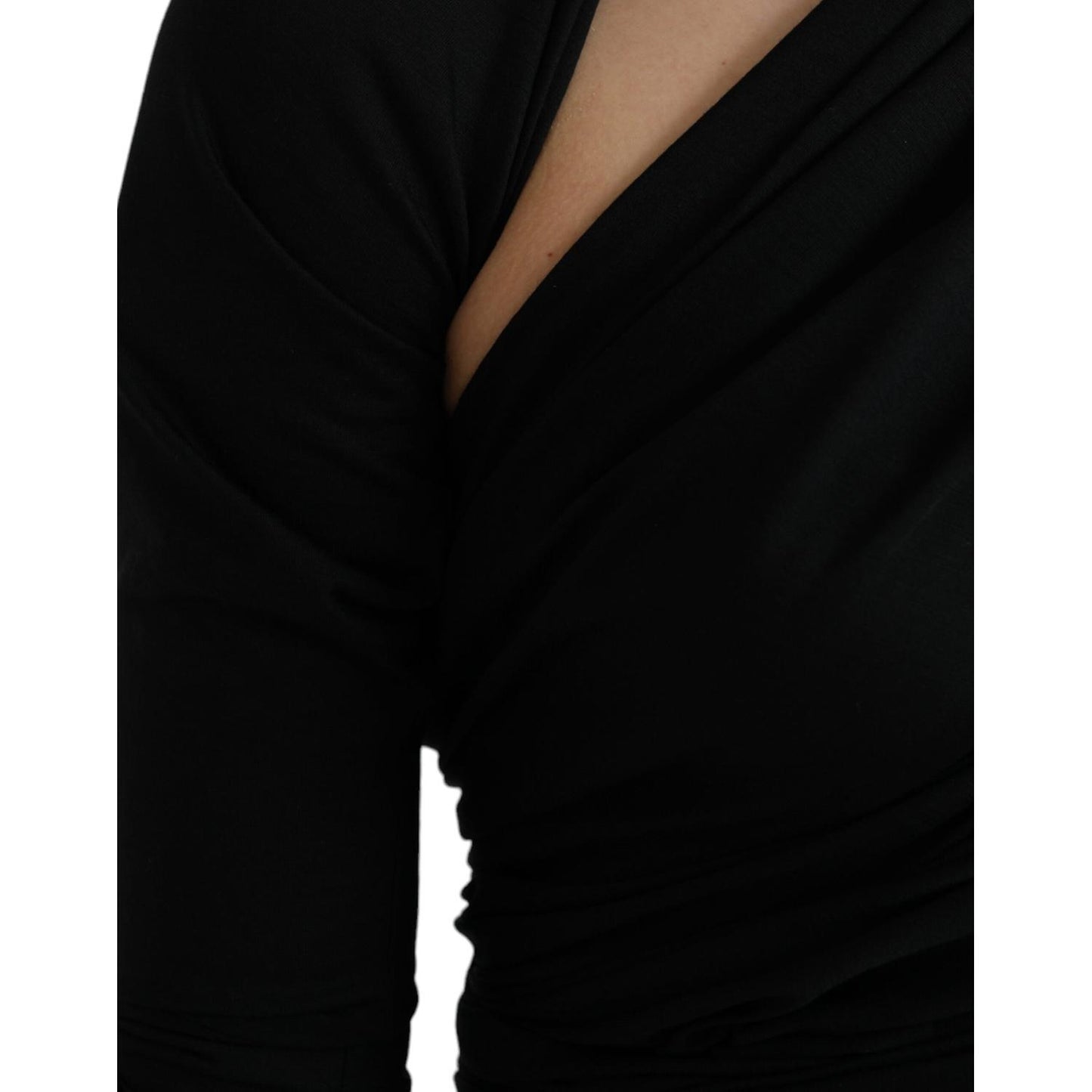 Dolce & Gabbana Black Wool Cutout Asymmetric Long Sleeve Top MS6454-36