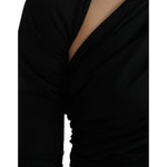 Dolce & Gabbana Black Wool Cutout Asymmetric Long Sleeve Top MS6454-36