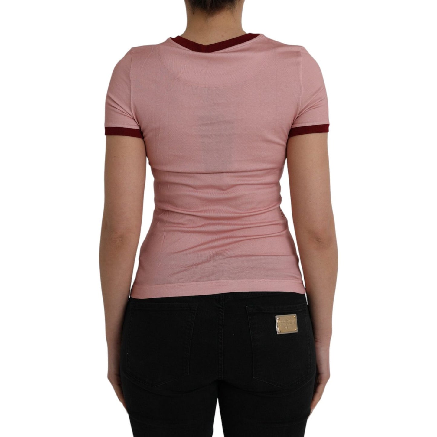 Dolce & Gabbana Pink Cotton Short Sleeves Crew Neck T-shirt TSH84522-36