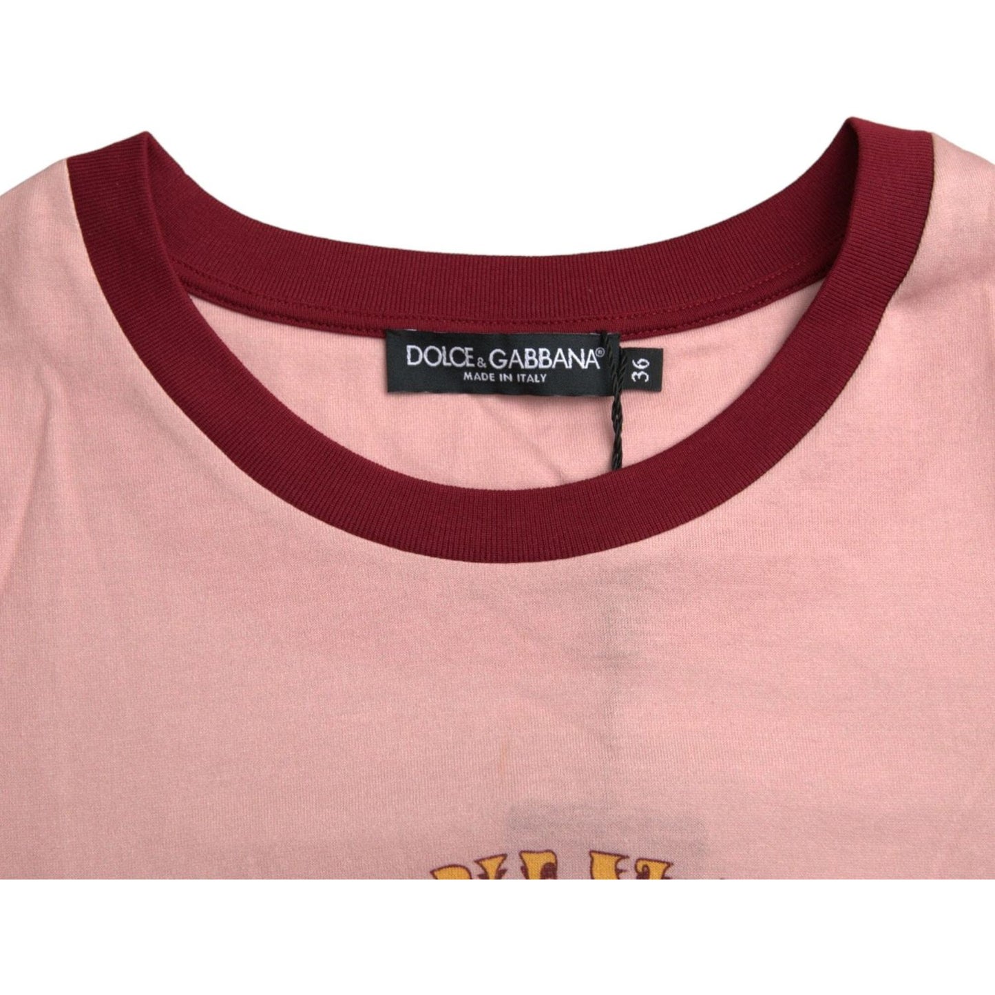 Dolce & Gabbana Pink Cotton Short Sleeves Crew Neck T-shirt TSH84522-36